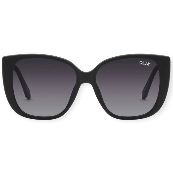 QUAY Ever After Sunglasses Matte Black Frame Smoke Gradient Lenses Large NWT - Picture 10 of 10
